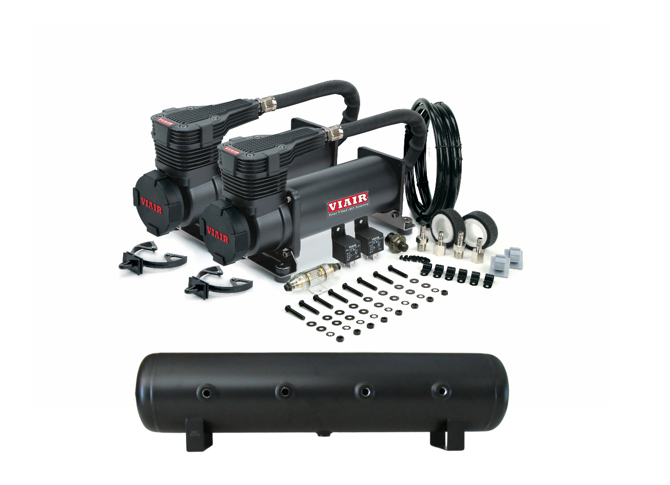 VIAIR dual compressors and a black 5 gallon air tank